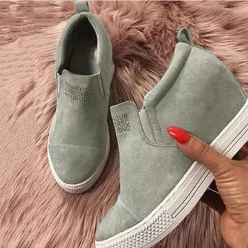 Женские ботильоны на танкетке, весенние женские туфли на высоком каблуке и платформе, увеличивающие рост, женская эластичная лента, модная повседневная обувь 4 светло-коричневого