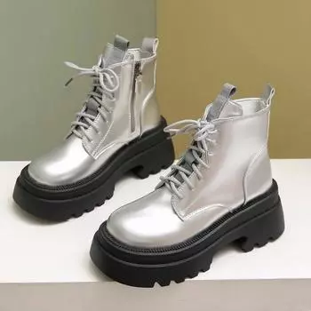 Женские ботильоны на толстой подошве, новый стиль 2024 года, зимние ботинки для прогулок и путешествий, женские ботинки на молнии, повседневная мода, Zapatos De Mujer 35 бежевый