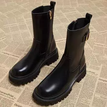 Женские ботильоны на толстом каблуке, зрелая мода, лаконичные туфли из натуральной кожи, женские, рабочие, для отдыха, повседневные, новые, роскошные, для женщин 35 коричневый