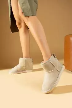 Женские ботильоны на удобной подошве с шерстью внутри 007-1996-23Нубук