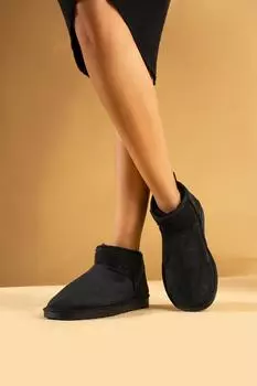 Женские ботильоны на удобной подошве с шерстью внутри 007-1998-23Нубук