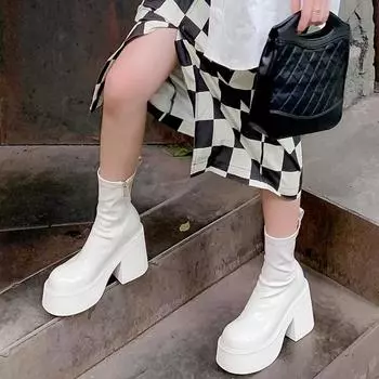 Женские ботильоны на высоком каблуке, модные элегантные лакированные туфли на осень-зиму в стиле панк, женские короткие ботильоны Morder 35