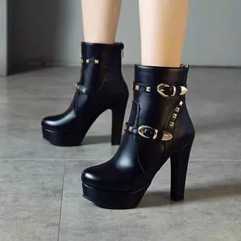 Женские ботильоны на высоком каблуке, осень-зима, новые, в европейском стиле, водонепроницаемые, на толстом каблуке, большие размеры, римские ботильоны 34 красный