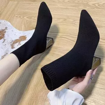 Женские ботильоны на высоком каблуке с острым носком, зимняя дизайнерская обувь для вечеринок, женская обувь 2024 года, туфли-лодочки, элегантные женские зимние ботинки 35