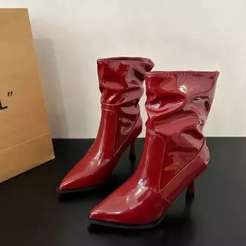 Женские ботильоны на высоком каблуке, сексуальные туфли с острым носком, зимние дизайнерские туфли на высоком каблуке, новый стиль, хит продаж, мода, новый тренд 35