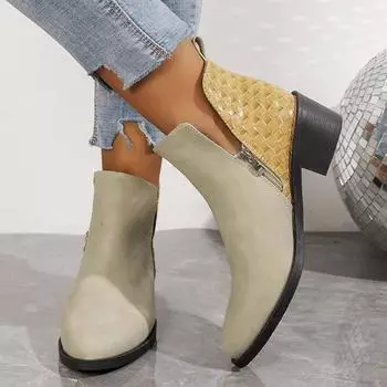 Женские ботильоны, новинка 2024 года, осенние замшевые ботинки челси, женские модные ботинки на платформе, с боковой молнией, на каблуке, ботильоны, Botas De Mujer 35