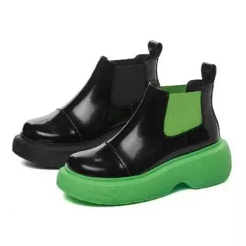 Женские ботильоны, обувь из натуральной кожи, осенние и зимние ботинки на платформе, классические ботинки челси, обувь