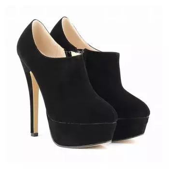 Женские ботильоны осень-зима из флока на очень высоком каблуке, на платформе, сексуальные туфли-лодочки на шпильках, женские короткие сапоги, большой размер 44 35 оранжевый