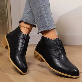 Женские ботильоны повседневные с острым носком 2024 Высококачественная женская обувь однотонная износостойкая женская обувь для активного отдыха 36 чёрный