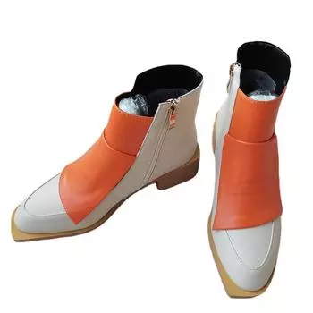 Женские ботильоны с индивидуальной дизайнерской подошвой, обувь с круглым носком и квадратным каблуком 34 красный