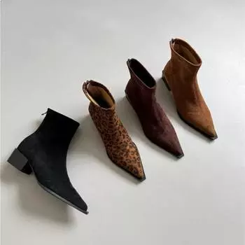 Женские ботильоны с леопардовым принтом, модные, элегантные, для танцев, выпускного вечера, женские, на квадратном каблуке, современные, короткие сапоги 35 леопардовый