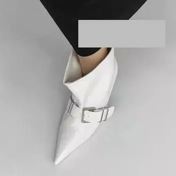 Женские ботильоны с острым носком, зимние дизайнерские туфли с открытой пяткой, модные новые ботинки челси 2024 года, сексуальное платье, готический бренд Mujer Zapatos 35 чёрный