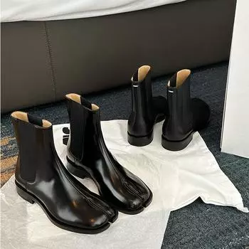 Женские ботильоны с раздельным носком, кожаные ботинки высокого качества, Botas Mujer, зимние ботинки на эластичной трубке, женские таби-ниндзя, ботин... 35