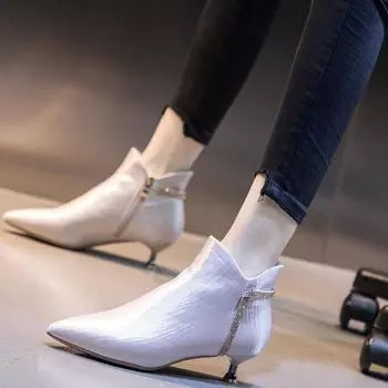 Женские ботильоны со стразами, элегантные ботильоны на низком каблуке, короткие туфли с острым носком для женщин, сексуальные шикарные распродажа ботинок, горячие предложения 34