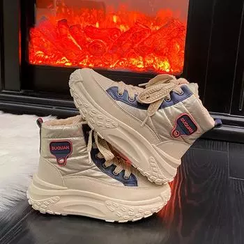 Женские ботильоны TUINANLE, зимние плюшевые теплые высокие кроссовки для женщин, кроссовки для ходьбы, нескользящие, для улицы 35 хаки