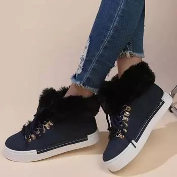 Женские ботильоны, утолщенные, повседневные, однотонные, на шнуровке, из искусственной кожи, женские зимние ботинки на платформе, размер плюс 43, обувь 2024 35 коричневый