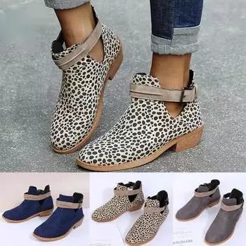 Женские ботильоны, винтажная кожаная обувь на квадратном каблуке, женские осенние повседневные короткие ботинки с пряжкой и ремешком, круглый носок, большие размеры 35-43 35 серый