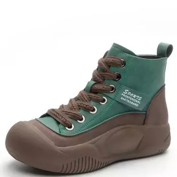 Женские ботильоны, зимние, новые, на шнуровке, из натуральной кожи, с круглым носком, повседневные, на толстой подошве, нескользящие, женские, плюшевые, обувь De Mujer 34 красный