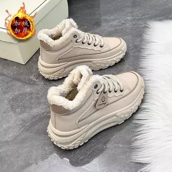 Женские ботильоны, зимние водонепроницаемые высокие ботинки, нескользящие плюшевые теплые ботинки, женские кроссовки на шнуровке для походов на открытом воздухе, плоские ботинки 35 хаки