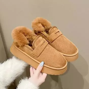 Женские ботильоны Зимние женские ботинки Высокие зимние ботинки Утолщенные плюшевые теплые Простые и универсальные удобные хлопковые ботинки 35 чёрный