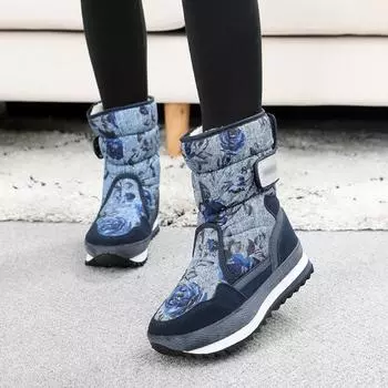 Женские ботинки 2024 года, модные водонепроницаемые зимние ботинки для зимы, женские повседневные легкие ботильоны Botas Mujer, теплые зимние ботинки 36 синий