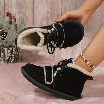 Женские ботинки 2024 года, новые модные зимние теплые утолщенные удобные дизайнерские ботинки, теплые повседневные уличные ботинки, женская обувь для женщин 35 чёрный
