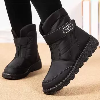 Женские ботинки 2024 года, новые зимние ботинки для женщин, зимние ботинки Mujer, водонепроницаемые ботильоны, зимняя обувь на меху, женские ботинки 36 чёрный