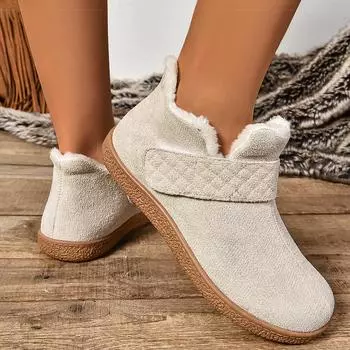 Женские ботинки 2024 года, новые зимние ботинки с меховой обувью, женские ботильоны, зимние ботинки на плоской подошве, женские трендовые ботинки 43 чёрный