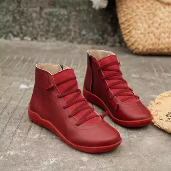 Женские ботинки 2024 года, весна-зима, новые модные короткие ботинки с плоской боковой молнией, женские повседневные ботинки для прогулок на открытом воздухе, удобные женские туфли 36 коричневый