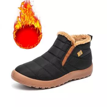 Женские ботинки 36-46 Ботильоны Зимние водонепроницаемые женские туфли Плоские зимние туфли Легкие удобные теплые ботинки унисекс 36 чёрный