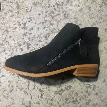 Женские ботинки больших размеров, повседневные, с круглым носком, с боковой молнией, на толстом каблуке, из искусственной кожи, размеры 35-43 35 чёрный