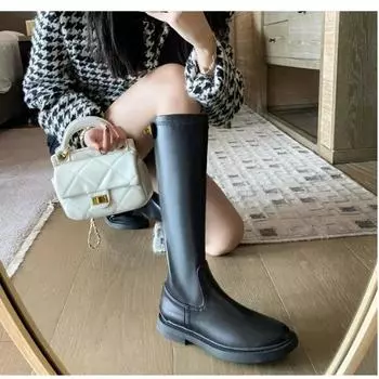 Женские ботинки Ботинки-Женские Женская обувь Зимняя обувь Ботфорты Натуральная кожа Высокий каблук Резина 35