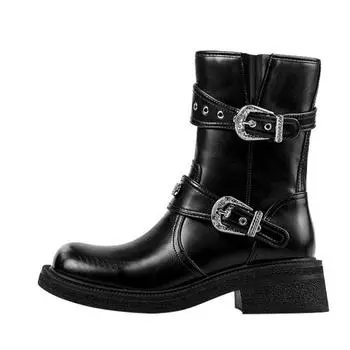 Женские ботинки челси до середины голени, толстые ботинки на среднем каблуке, новый стиль, удобные, однотонные, модные, трендовые, хит продаж 35