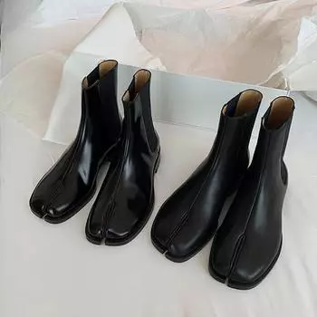 Женские ботинки челси Grape Mom 2024 с подковообразным каблуком и средней высотой — британский стиль, эластичные, коллекция осень/зима 36