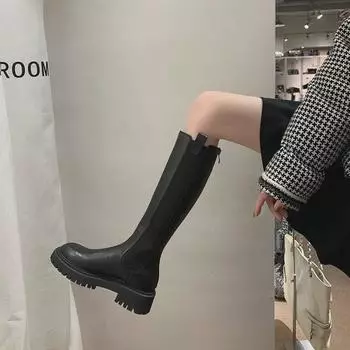 Женские ботинки челси Grape Mom Studiolee на толстом каблуке, осень/зима — круглый носок, толстая подошва, высокая труба 36