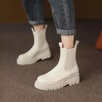 Женские ботинки челси из искусственной кожи, новый тренд осень-зима, ботильоны на платформе, ретро-ботинки Marton, женская обувь, размер 34-43 6