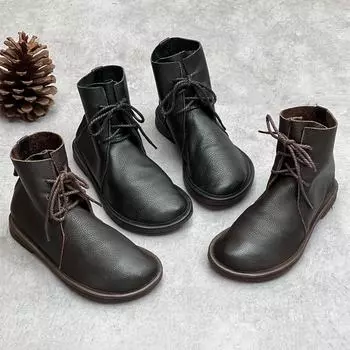 Женские ботинки челси из натуральной кожи в стиле ретро — повседневный круглый носок, универсальная мягкая кожа и подошва, короткие ботинки Martin в британском стиле 42 кофейный