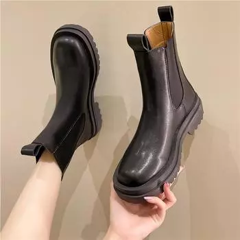 Женские ботинки челси короткие гетры 35-40 коды британский стиль сапоги высокие резиновые модные дымчатые трубки 35