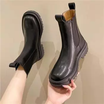 Женские ботинки челси короткие гетры 35-40 коды британский стиль сапоги высокие резиновые модные дымчатые трубки 35