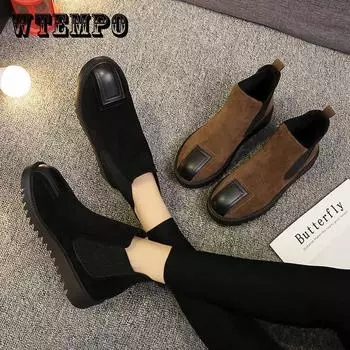 Женские ботинки «Челси», модные женские осенние ботильоны, винтажные короткие ботинки из лакированной кожи, зимняя обувь 38 дубильная кора