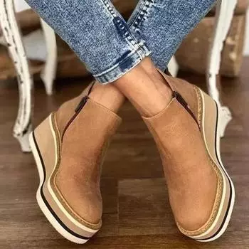 Женские ботинки «Челси» на платформе, новые модные повседневные ботинки на танкетке в готическом стиле, зимние теплые дизайнерские женские туфли до щиколотки на среднем каблуке 38 золотой