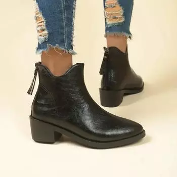 Женские ботинки челси на среднем каблуке, модные массивные ботинки с острым носком, зимние гладиаторские женские ботинки, туфли-лодочки на молнии Botas Mujer 202 36 коричневый