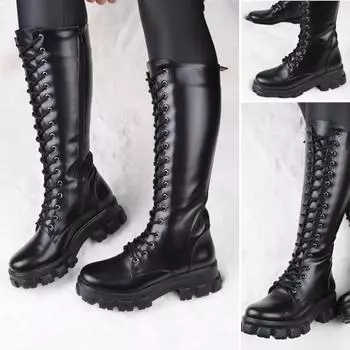 Женские ботинки Черные повседневные ботинки на шнуровке на молнии Модные ботинки в уличном стиле Зимний сезон 2022 года