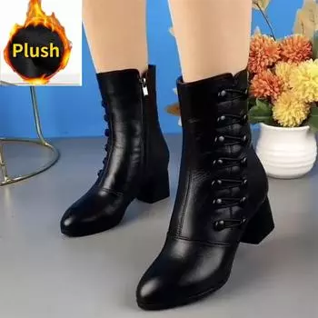 Женские ботинки Chunky Chelsea High Boots Женская новая обувь на высоком каблуке дизайнерские сексуальные женские ботильоны большого размера botas mujer 35 чёрный