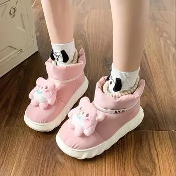 Женские ботинки для снега Водонепроницаемые женские ботинки для снега Зимние нескользящие утолщенные плюшевые ботильоны Женские ботинки без застежек на мягкой подошве Теплая обувь 36 покинуть белый