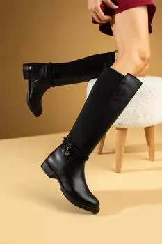 Женские ботинки из эластичной ткани с каменной пряжкой ниже колена 59-8893-23