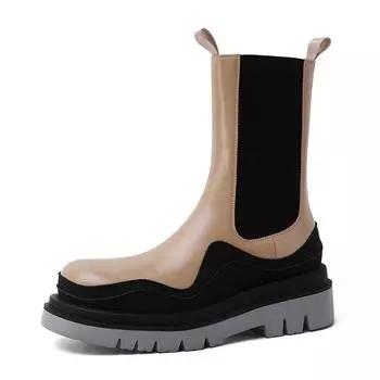 Женские ботинки из натуральной кожи на толстой подошве, весенне-осенние полусапоги, эластичные армейские ботинки 34 зелёный