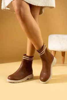 Женские ботинки из теплого трикотажа с двумя полосками 60-1016-23