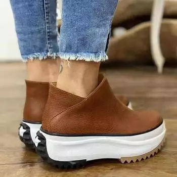 Женские ботинки martin, большие размеры, модная легкая рабочая обувь на платформе, зимние женские кроссовки на среднем каблуке с круглым носком, на среднем каблуке, с боковой молнией 39 оранжевый