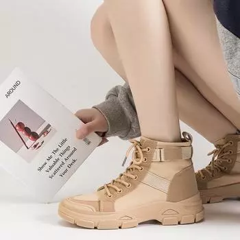 Женские ботинки Martin Boots с толстой подошвой, студенческие, в стиле кампуса, универсальные, парусиновые, рыцарские, короткие ботинки 35 зелёный